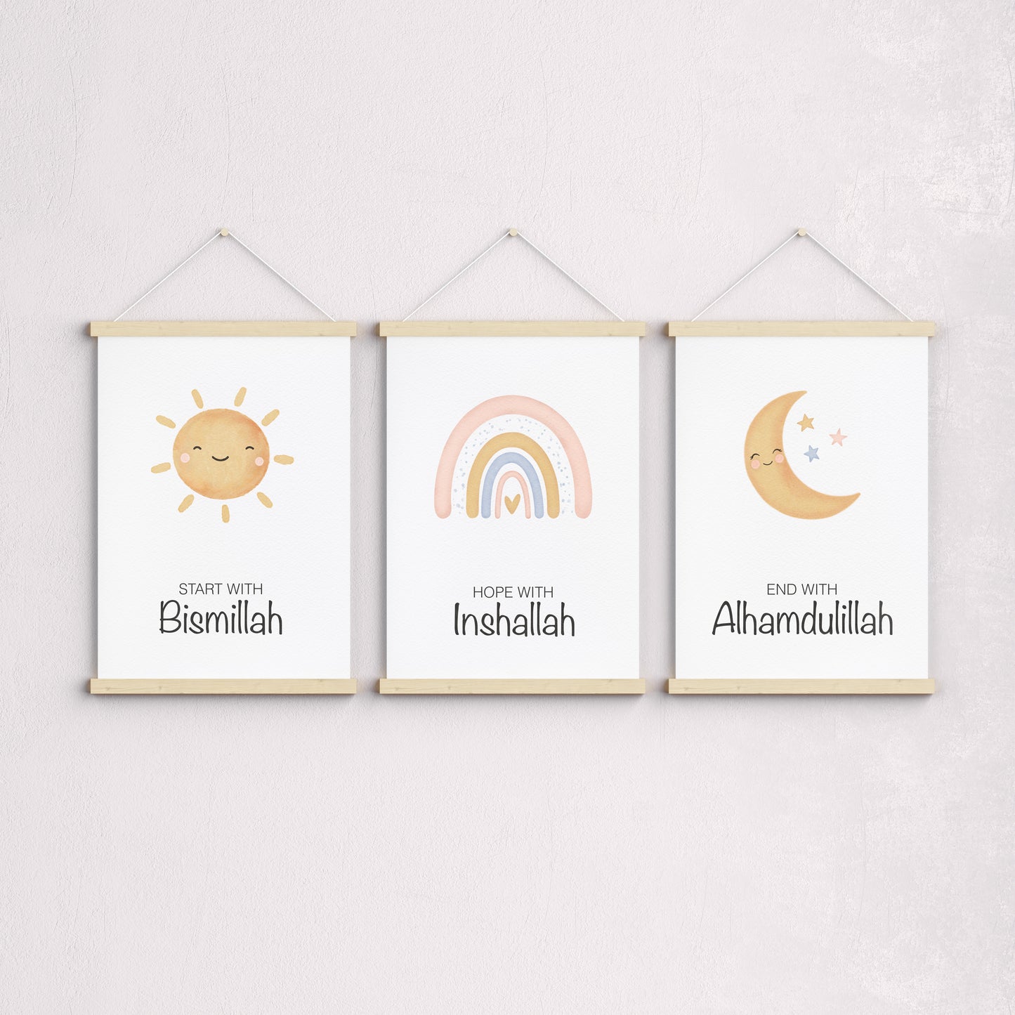 Poster-Bundle "Bismillah, Inshallah, Alhamdulillah"